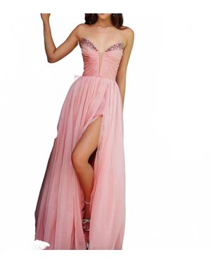 Ava Presley Strapless Long Chiffon Dress - Pink