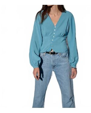 Nation Ltd Lyla V-Neck Top - Blue