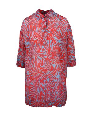 Dries Van Noten Sky Long Chiffon Viscose Blouse - Red