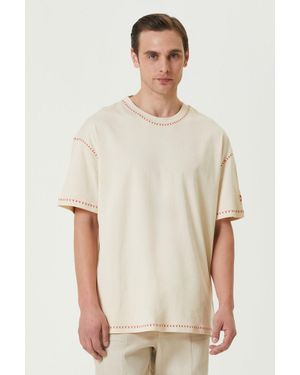 PCFG Store Pure Cotton Free Heaven Crochet T-Shirt - Natural