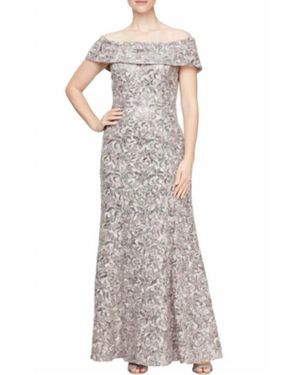 Alex Evenings Off The Shoulder Maxi Dress - Gray