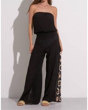 Elan Sarita Strapless Crochet Jumpsuit - Black