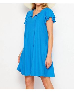 Honeyme Ruffle Sleeve Mini Dress - Blue