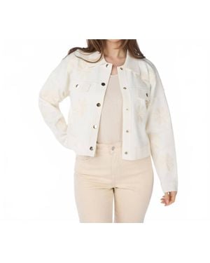 EsQualo Cana Boxy Embroidery Cardigan - Natural