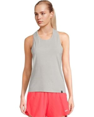Brooks Luxe Tank Top Heather Light Ash Racerback Activewear Red791 - White