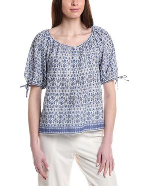Max Studio Tie Puff Sleeve Blouse - Blue