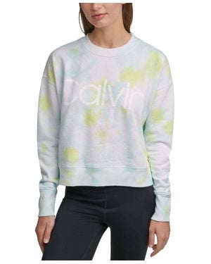 Calvin Klein Performance Logo Tie-Dyed French Terry Sweatshirt - Gray