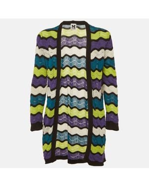 Missoni Chevron Knit Open Front Cardigan - Green
