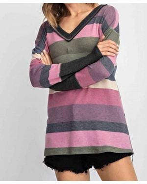 143 Story V Back Detail Stripe Top - Multicolor