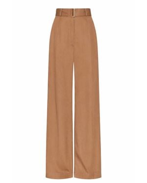 Matthew Bruch Belted Wide Leg Trouser - Brown