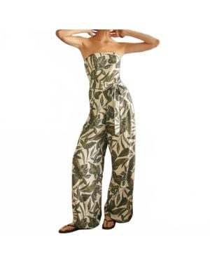 Dress Forum Swaying Palms Strapless Jumpsuit - Green
