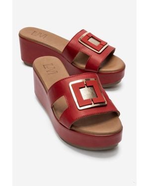 Forever & Always Shoes Hiola Leather Platform Sandal - Red