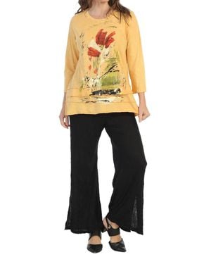 Jess & Jane Celine Mineral Washed Cotton Layered Top - Yellow