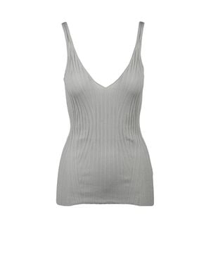 Alpha Studio Pearl Ribbed Tank Top - Gray