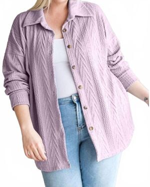 7Th Ray Cable Knit Button Down Top - Purple
