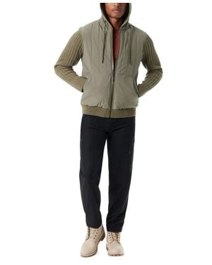 BASS OUTDOOR Mixed Media Jacket 'Sgreen Long Sleeve Full Zip Hooded Mac17