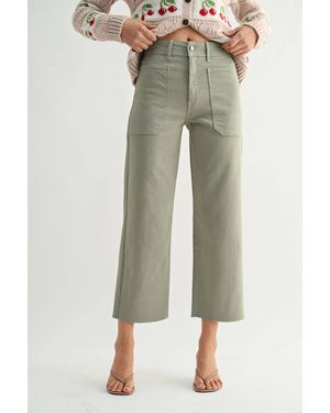 Just Black Denim High Rise Utility Wide Leg Jeans - Green