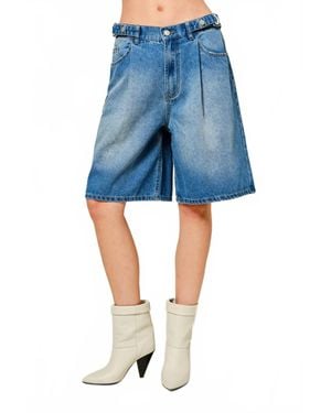 Aaron & Amber Adjustable Waist Shorts - Blue