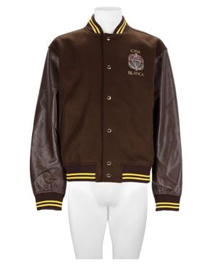 CASABLANCA Embroidered Sleeved Virgin Wool-Blend Sports Jacket - Brown