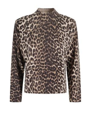 Seventy Cropped High Neck Sweater With Bold Spotted Pattern - Black