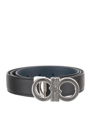 Ferragamo Double Hook Reversible Leather Belt - Gray