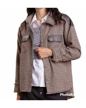 Umgee Tweed Collared Jacket - Brown
