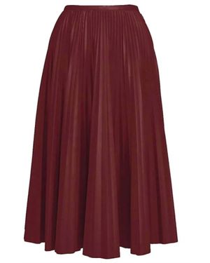Essentiel Antwerp Faux Leather Plisse Skirt - Red