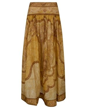 Zimmermann Paisley Patterned Maxi Skirt With Gathered Design - Natural