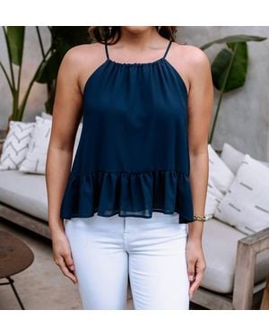 Veronica M Chiffon Halter Top - Blue