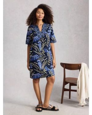 White Stuff Ash Linen Mini Dress - Blue