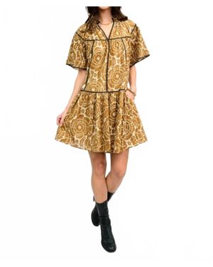 Sister Mary Stitched-Trim Dress - Yellow