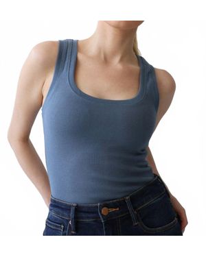 Savraé Essential Cotton Ribbed Tank Top - Blue
