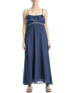 Max Studio Flounce Detail Maxi Dress - Blue