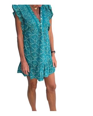 Perry Walker Riley Flutter Sleeve Mini Dress - Blue