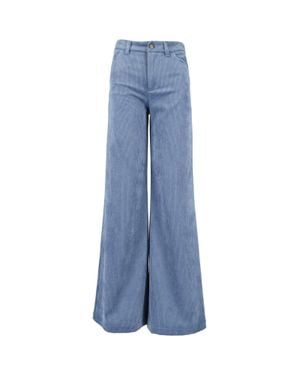 Ermanno Scervino Wide-Leg High-Waisted Textured Wide-Leg Pants - Blue
