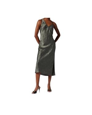 Equipment Aurore Crinkle Satin Asymmetrical Dress - Black