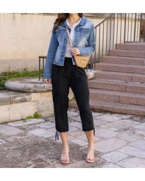 Grace and Lace Tencel Cropped Cargo Pants - Blue