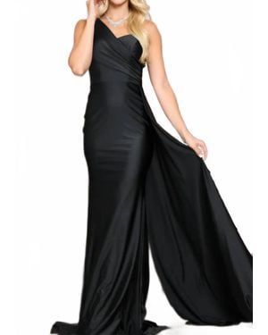 Amelia Couture One Shoulder Gown - Black