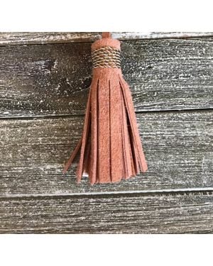 Everley Dawn Suede Tassel Keychains - Gray