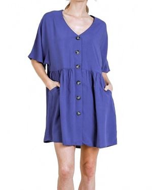 Umgee Babydoll Pocket Dress - Blue
