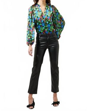 Sugarlips Destine Split Neck Long Sleeve Blouse - Black