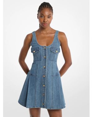 Michael Kors Outlet Pleated Denim Mini Dress - Blue