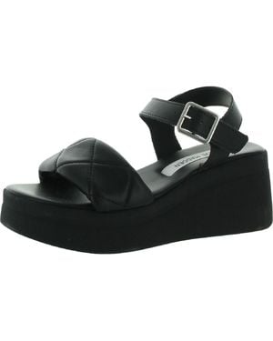 Steve Madden Pleased Faux Leather Ankle Strap Platform Sandals - Black