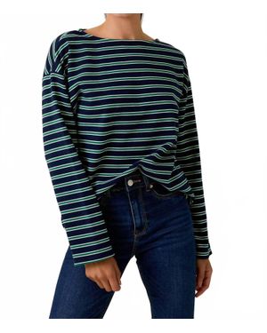 Sunday Edition Stripe Boatneck Top - Blue