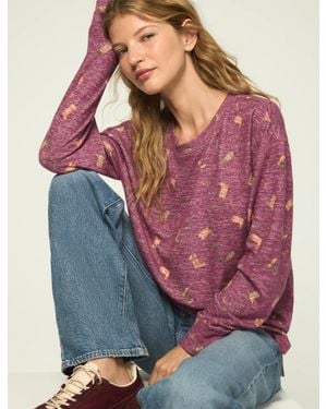 Lucky Brand Cloud Long Sleeve Crew Neck Top - Purple