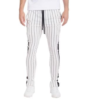 TRUEDAMES Pin Stripe Track Pants - White