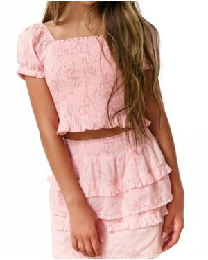 LoveShackFancy Girl's Fabielle Luna Rosa Fleur Top - Red