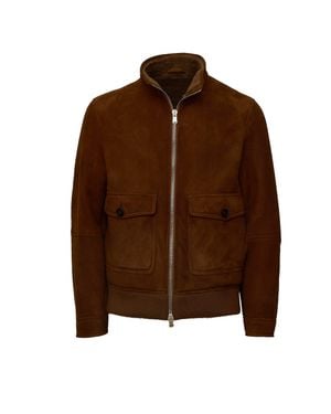 Dondup High-Collar Shearling Jacket - Brown