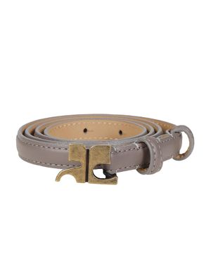 Courreges Taupe Ac Slim Calf Leather Belt - White