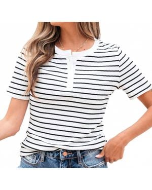 Shewin Lena Henley Short Sleeve Tee - White